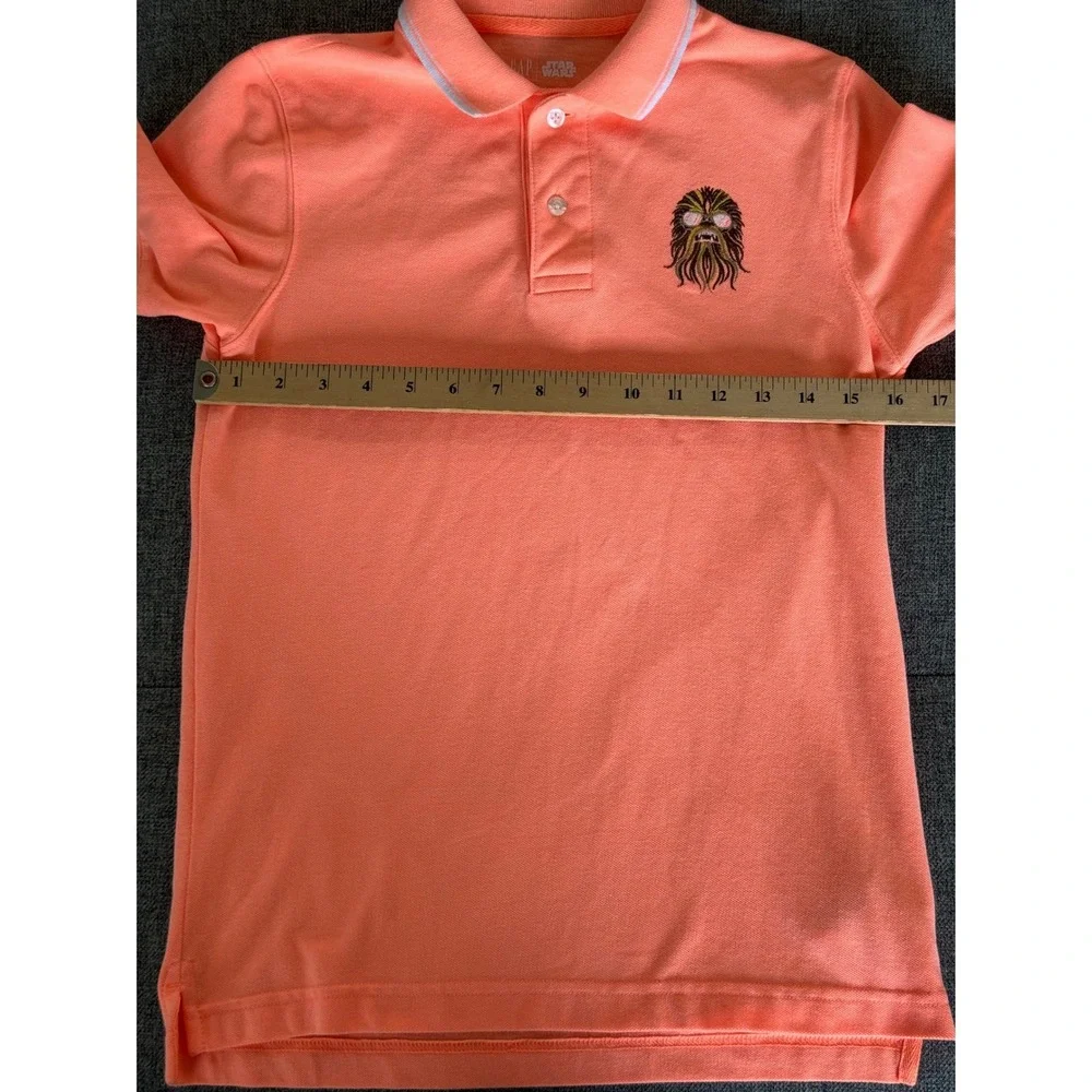 Gap Kids‎ Star Wars Chewbacca Orange Polo Shirt XL 12 Short Sleeve Embroidered